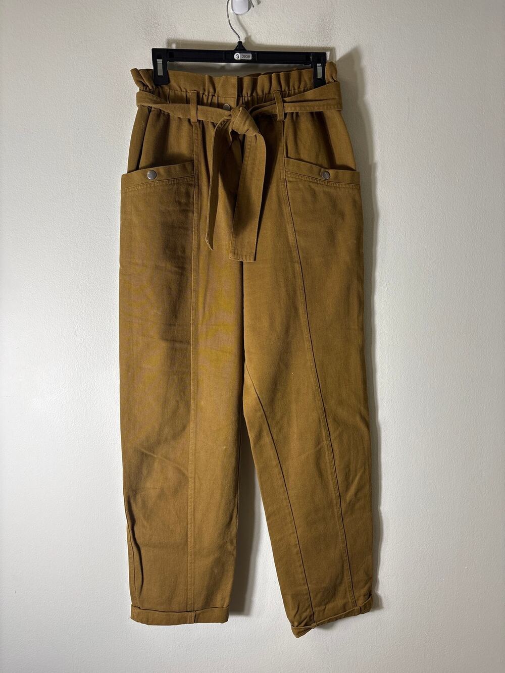 Sea New York Yellowish Brown Paper Bag Cotton Pants Sz 8